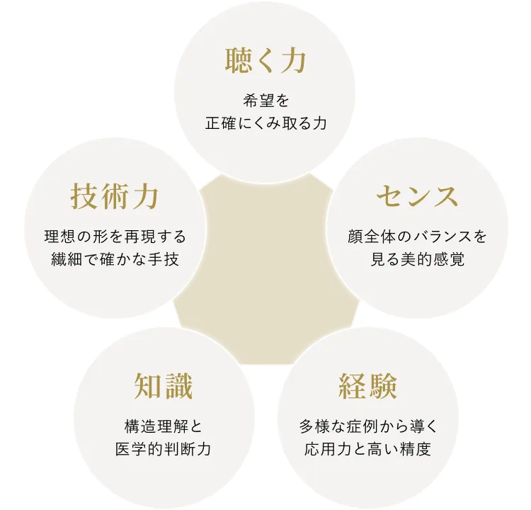 ５つの力「聴く力・センス・経験・知識、技術力」の画像